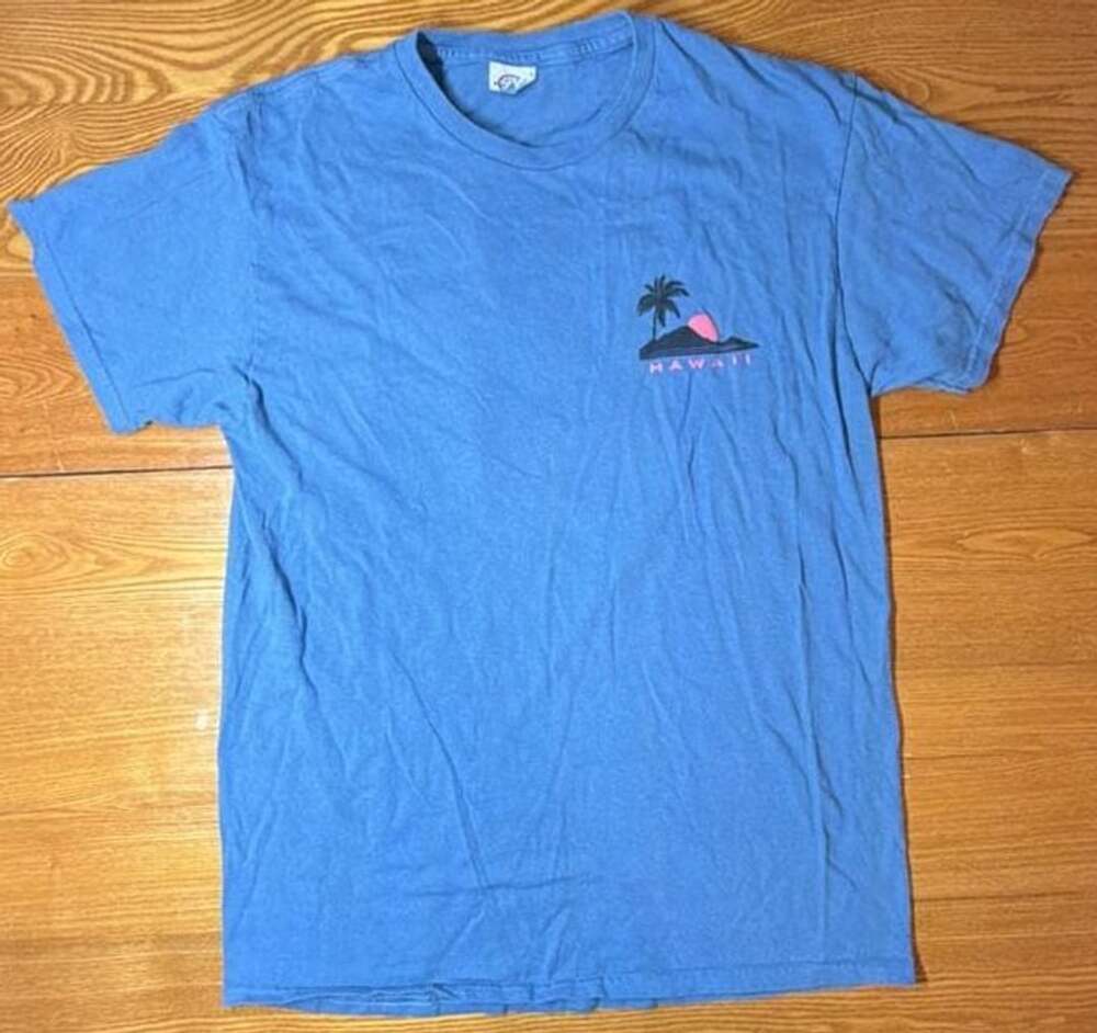 Blue Hawaii Palm Tree Sunset Graphic Short Sleeve T-Shirt